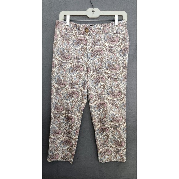 Talbots The Perfect Crop Pants Sz 4P Stretch Chino Paisley Print Cotton Stretch - Picture 1 of 8
